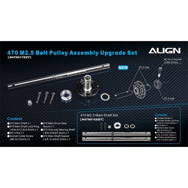 Align Trex 470L M2.5 Belt Pulley Assembly Upgrade Set H47H017XX