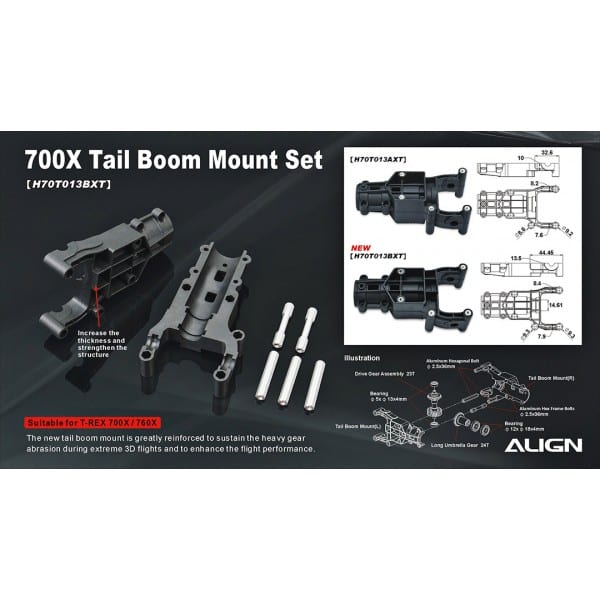 Align Trex 700X Tail Boom Mount Set H70T013BX