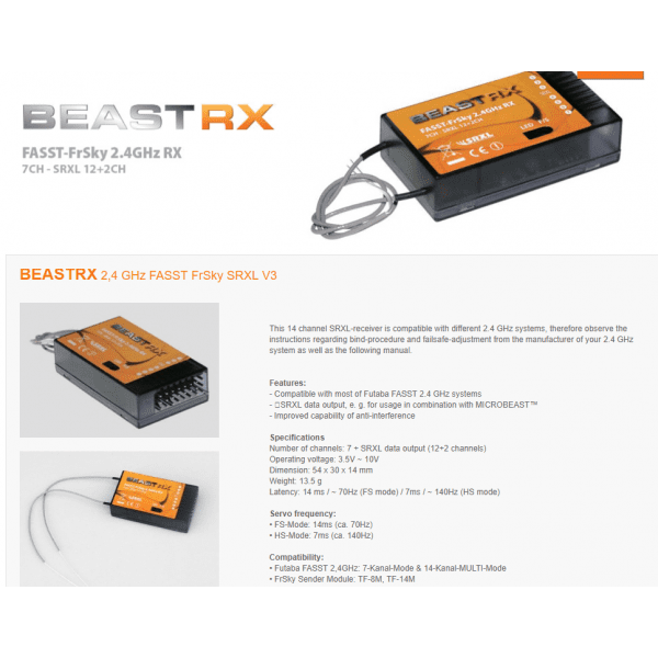 BEASTRX 2.4 GHz FASST SRXL V3 BXRX76100